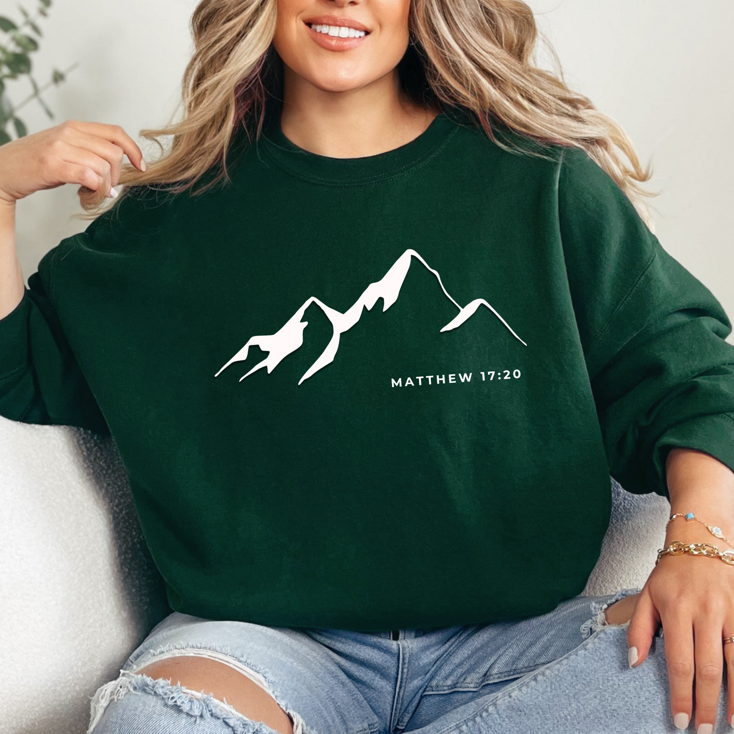 Faith Can Move Mountains - Embossed Minimalistic Mountains Matthew 17:20